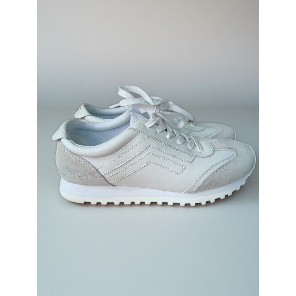 Franco Sarto White Leather Sneakers – Women’s 7 – Minimalist Neutral Leather